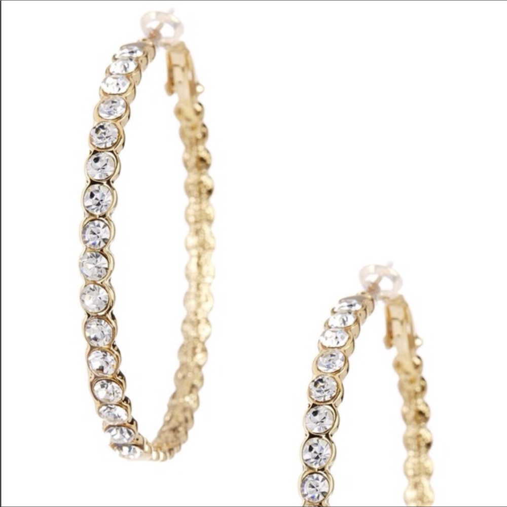 Crystal gold hoop earrings